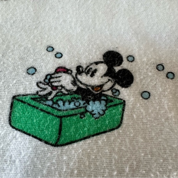 Vtg Mickey Mouse Print Flannel Sheet Cotton Disney Flat - Picture 5 of 9